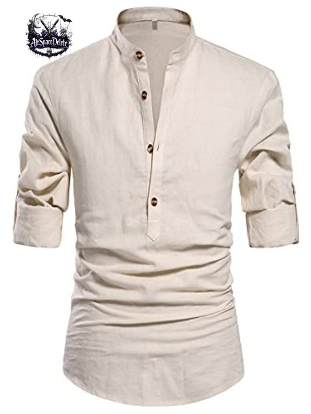 Men's Linen Henley Shirt Long Sleeve Button Front Casual Slim Fit